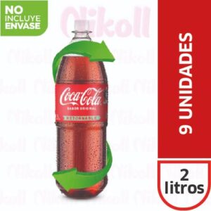 COCA COLA 2L RETORNABLE X 9 UNIDADES - Bebidas Hidratantes - Distribuidora Nikoll