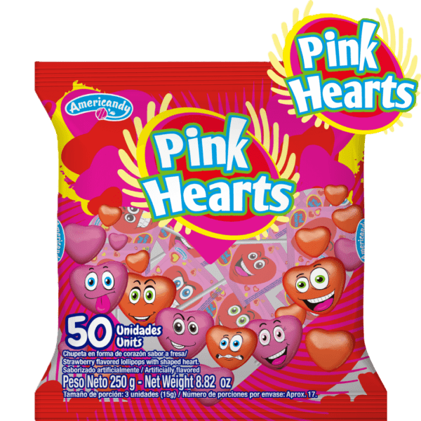 PALETA DE CORAZON PINK HEART X 50 UNIDADES