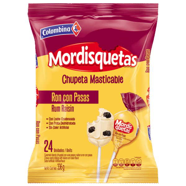 MORDISQUETAS MASTICABLE RON CON PASAS X24 UNIDADES