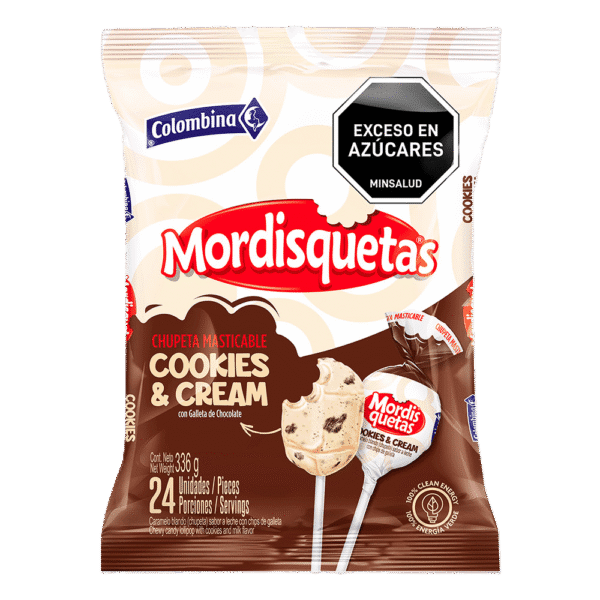 MORDISQUETAS MASTICABLE COOKIES AND CREAM X24 UNIDADES